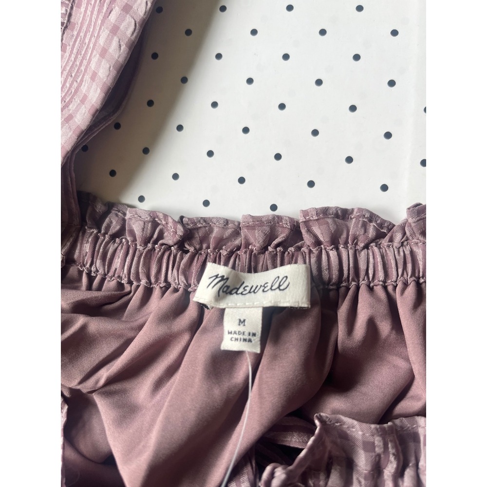 Madewell Dress Womens M Dusty Mauve Plaid Puff Sleeve Tiered Midi MF151 NWT - Picture 9 of 10